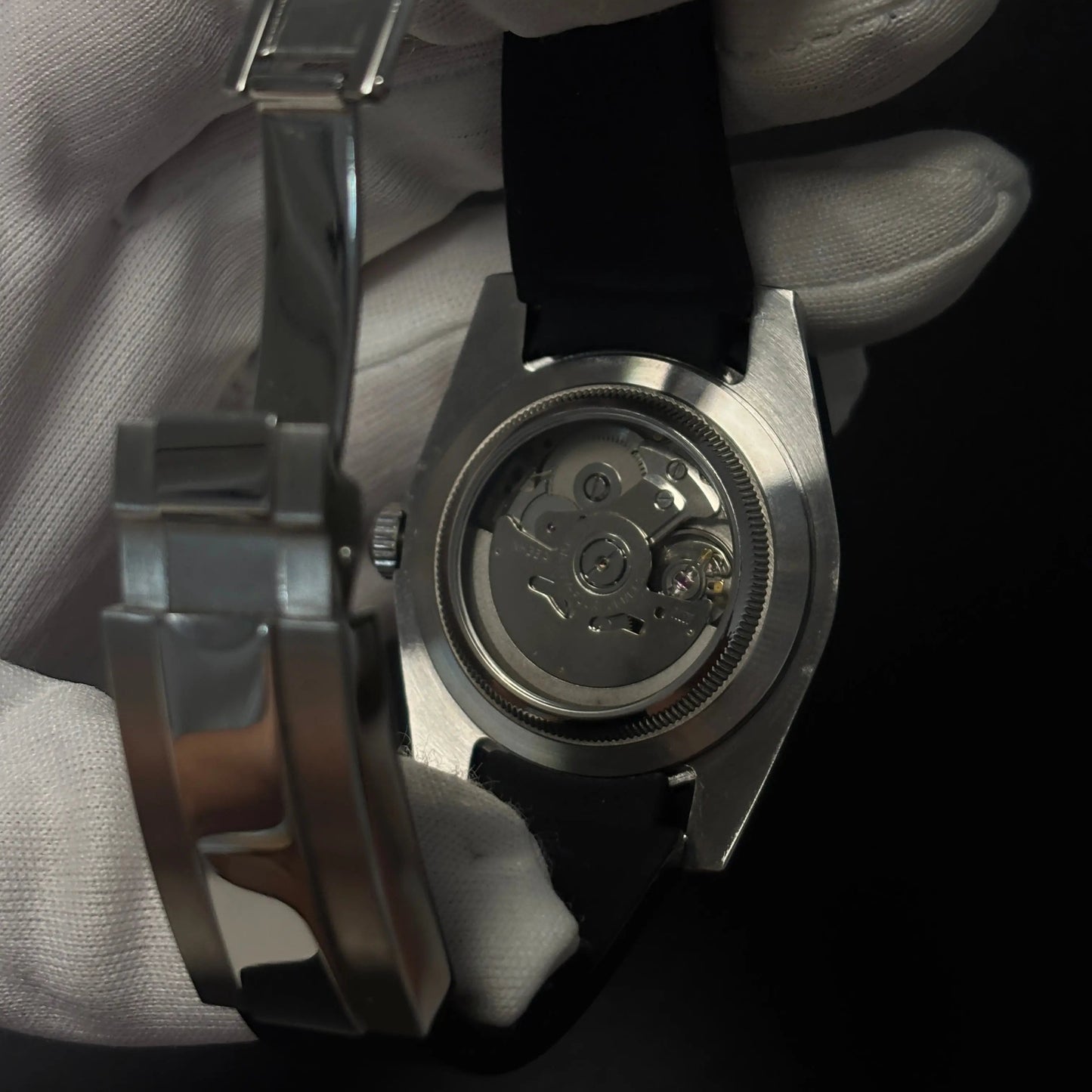 Collection Pure A★Star — fond saphir transparent, mouvement NH35 visible
