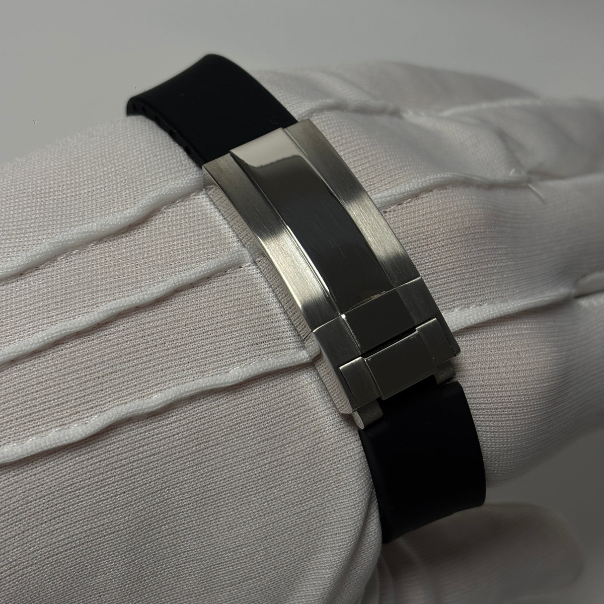 A★Star Pure Silver Black — fermoir déployant acier 316L du bracelet caoutchouc