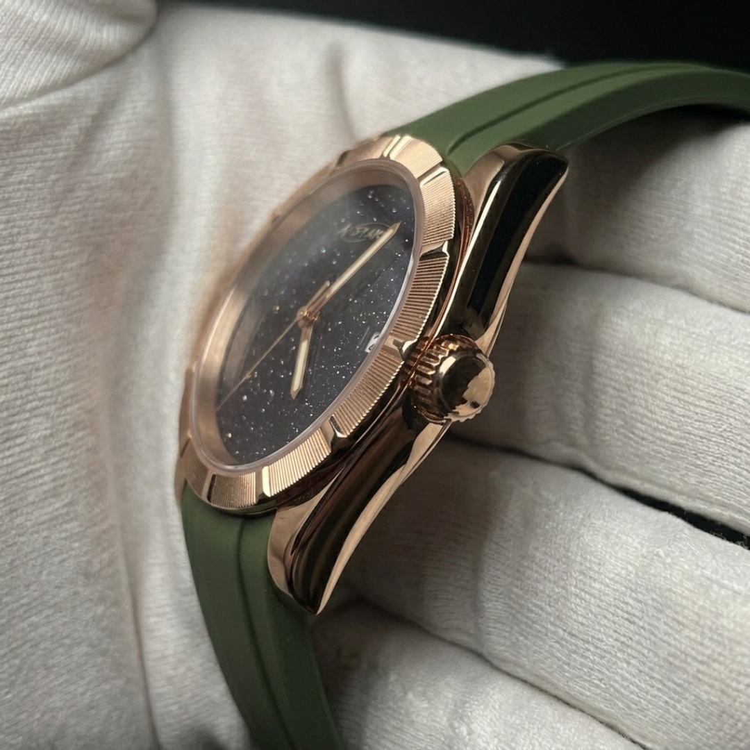 A★Star Pure Or Rose · Cuir Khaki — profil boîtier